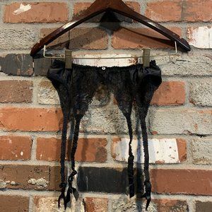 Vintage Christian Dior black garter belt lace lingerie 000 XXS